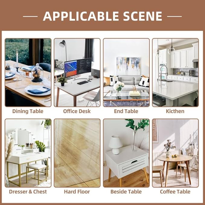 Warmstar Clear Table Cover Protector 44 x 90 Inch,1.5mm Thick Plastic Table Cover Rectangle,PVC Clear Table Protector,Desk Protector Mat for Kitchen, Dresser, Writing Desk,Dining Room Table