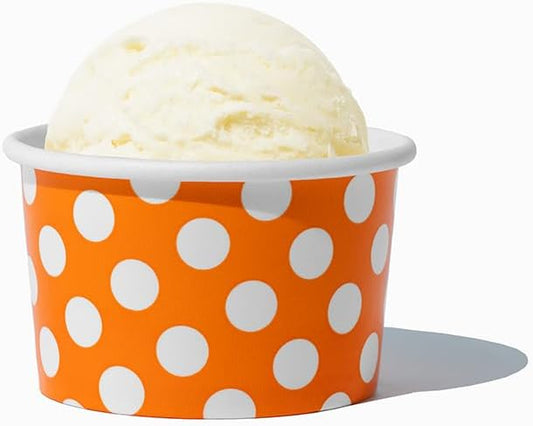 UNIQ 1000-Count 4 oz Paper Ice Cream Cups Orange Color | Disposable Dessert Bowls for Halloween, Weddings & Parties | Frozen Dessert Supplies