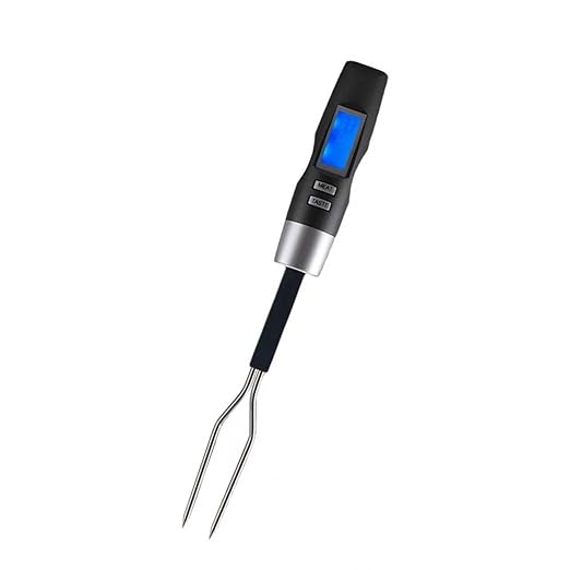 Digital Meat Thermometer Fork, Fast Read Grill Thermometer with LED Display and Stainless Steel Probes,Kitchen Probe with Long Fork,Suitable for Steak Chicken Pork Turkey Hot Grilled Food