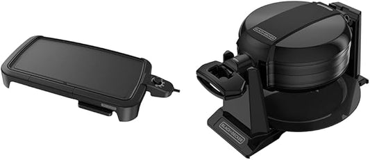 BLACK+DECKER 8-Serving Electric Griddle GD2051B Bundle with Rotating Waffle Maker WMD200B