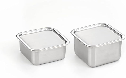 CuBE Small 2PCS Set 600ml 400ml Stainless Steel Food Storage Containers With Lids and a Net Kitchen Appliances Dishwasher Safe Premium South Korea