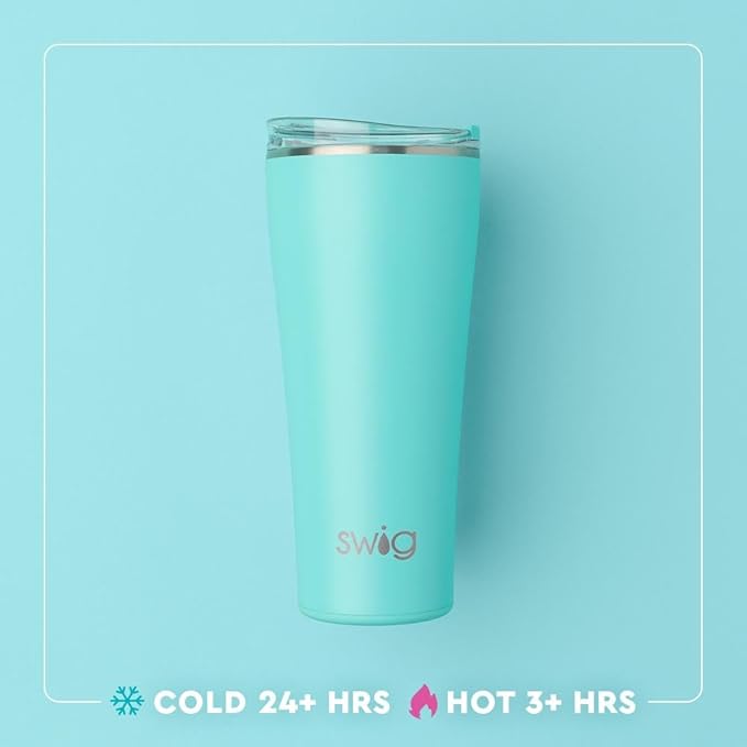 Swig Life 32oz Insulated Tumbler, Travel Coffee Tumbler with Lid, Cup Holder Friendly Travel Coffee Mug, Stainless Steel with Lid (Roller Rink)