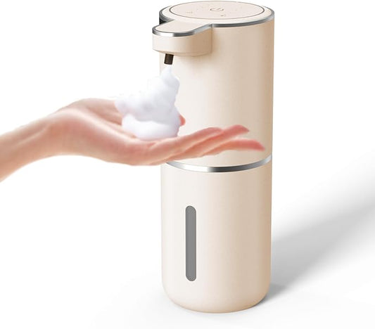 Automatic Soap Dispenser – Touchless Foaming Soap Dispenser 400ml USB Rechargeable Dispenser Electric Wall Mounted 4levels Adjustable Foam Soap Dispenser Pump for Bathroom Kitchen(Gold)