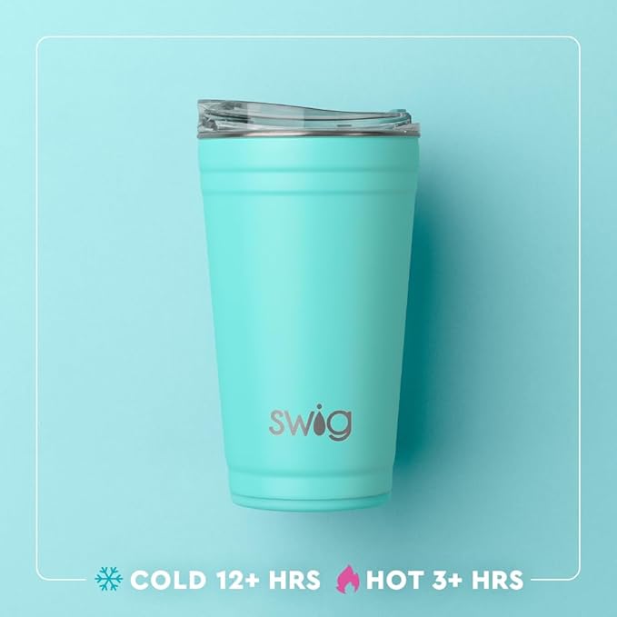 Swig Life 24oz Party Cup, Stackable Insulated Travel Coffee Tumbler with EZ Slider Lid, Cup Holder Friendly Travel, Stainless Steel 24 oz Tumbler, Reusable Mug (Bubbly)