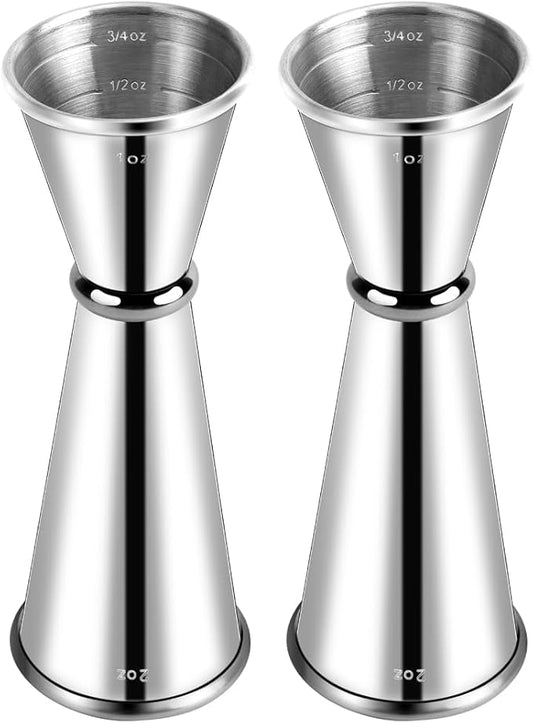 Briout Jigger for Bartending, 2Pcs Double Cocktail Jigger Japanese Premium 304 Food Grade Stainless Steel Jigger 2 OZ 1 OZ with Measurements Inside