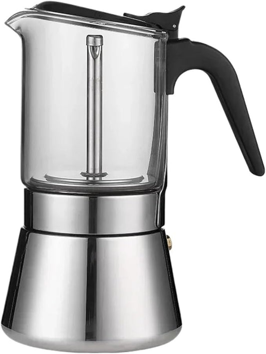 Espresso Maker Stainless Steel Italian Manual Coffee Machine Maker Moka Pot Multifunctional Portable Hand Brew Coffee Pot(1pcs)