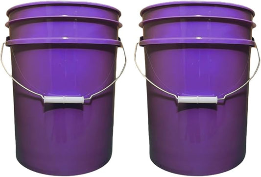 House Naturals 5 Gallon Premium HPDE Plastic Bucket - Made in USA Food Grade Storage Container, BPA Free All Purpose Pail (2, Purple)