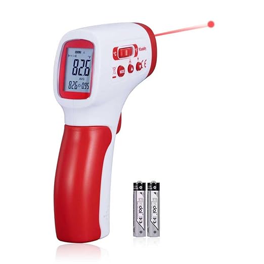 Infrared Thermometer for Meat,Laser Temperature Gun,-58~1112°F,DS 12:1 Digital IR Temp Gun with Adjustable Emissivity&High/Low Alarm,LCD Display Thermal Gun for Food Oven Cooking HVAC