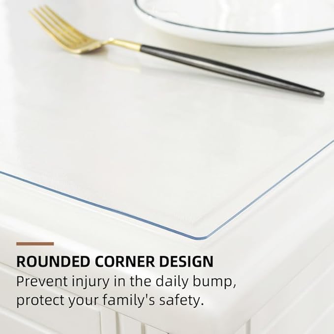 Warmstar Clear Table Cover Protector 36 x 36 Inch,1.5mm Thick Plastic Table Cover Rectangle,PVC Clear Table Protector,Desk Protector Mat for Kitchen, Dresser, Writing Desk，Dining Room Table