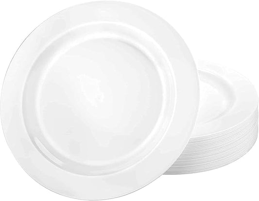 Lillian Tablesettings Premium Quality 10.25 inch Heavyweight Plastic Plates China Like, Wedding and Party Dinnerware Plastic Plates, White Pearl - Value Pack 120 Count