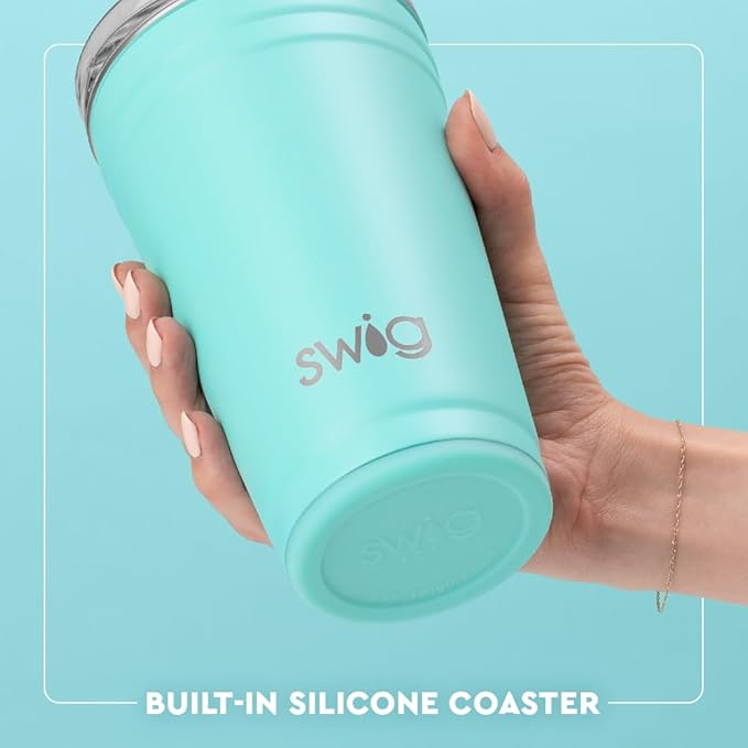 Swig Life 24oz Party Cup, Stackable Insulated Travel Coffee Tumbler with EZ Slider Lid, Cup Holder Friendly, Stainless Steel 24 oz Tumbler, Reusable Coffee Mug (Candy Crush)