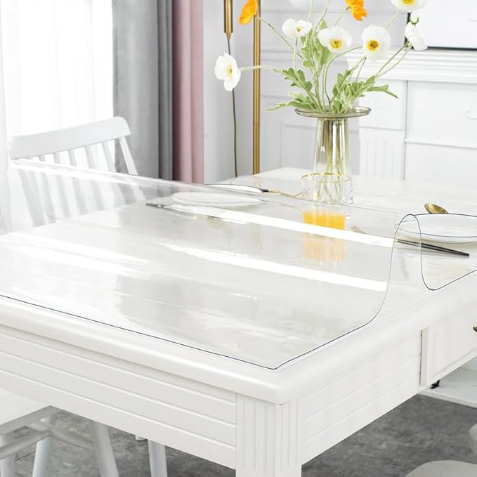 Warmstar Clear Table Cover Protector 16 x 30 Inch,1.5mm Thick Plastic Table Cover Rectangle,PVC Clear Table Protector,Desk Protector Mat for Kitchen, Dresser, Writing Desk，Dining Room Table