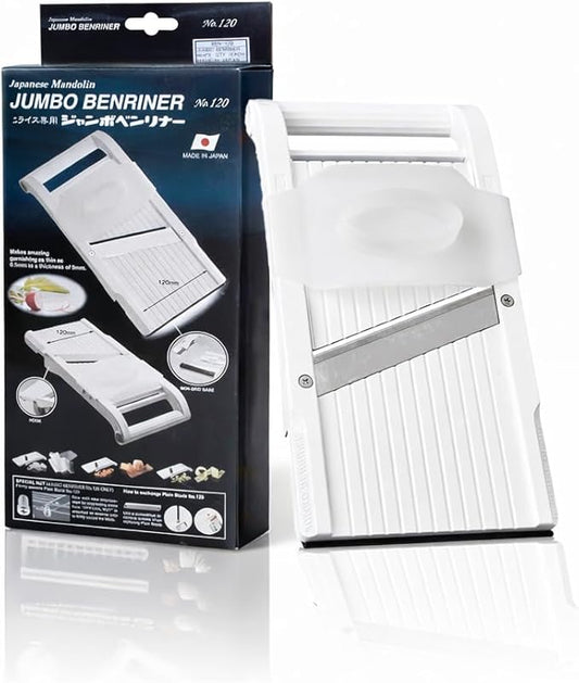 Benriner Mandoline Jumbo Slicer, Japanese Stainless Steel Blade, BPA Free, 13 x 6.5-Inches, Official US Version with Authentic Retail Packaging