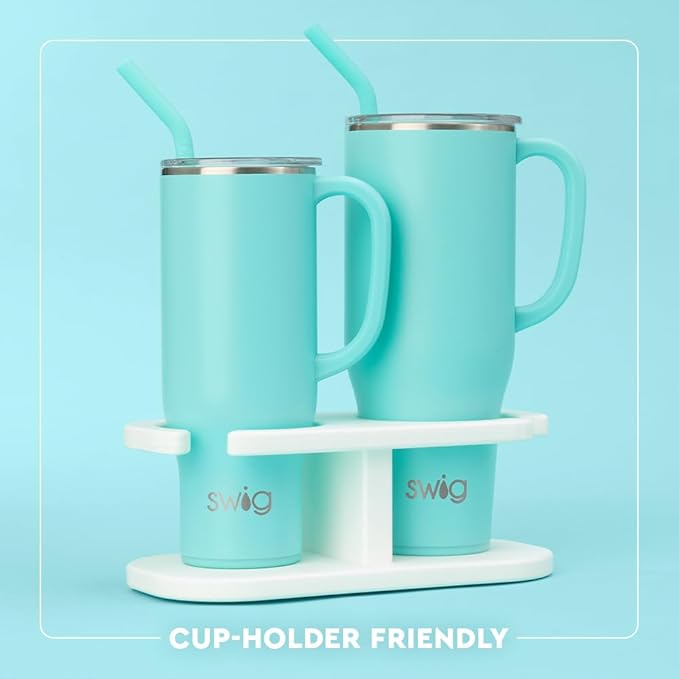 Swig Life 40oz Mega Mug, 40 oz Tumbler with Handle and Straw, Cup Holder Friendly, Dishwasher Safe, Extra Large Insulated Tumbler, Stainless Steel (All American)