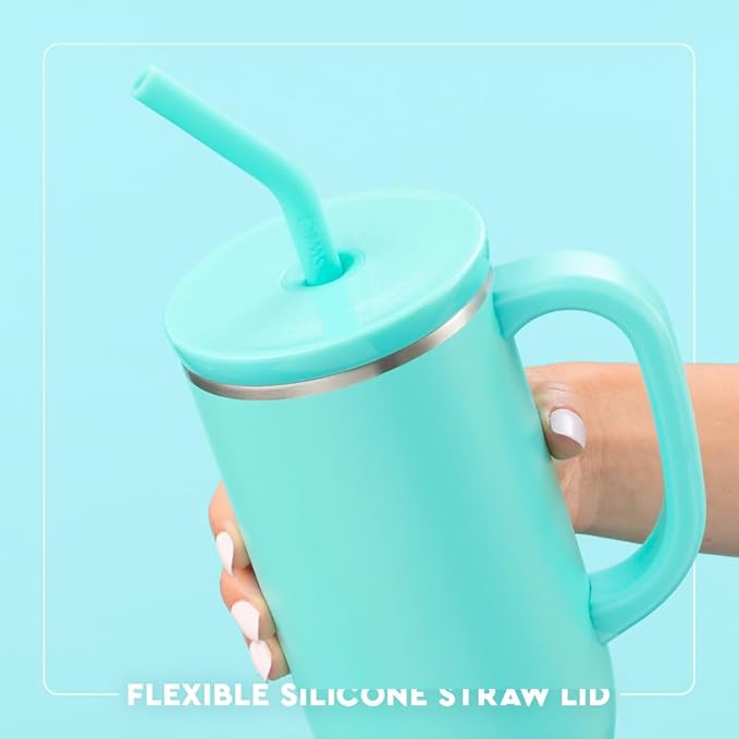 Swig Life 30oz Mega Mug, 30oz Tumbler with Handle and Straw, Large Insulated Tumblers, Cup Holder Friendly Travel Mug, Stainless Steel 30 oz Tumbler, Reusable Water Bottle (Scoop There It Is)