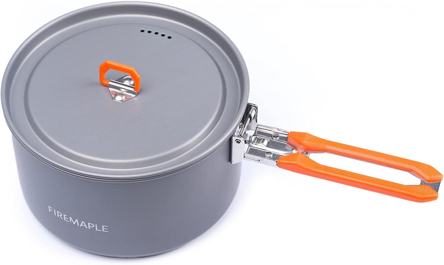 Fire-Maple Feast 4 Piece Camping Cookware Cookware Cookware Kit Outdoor Cookware Set with Pots, Kettle, Saucepans and Spatula for Hiking Fishing Picnic