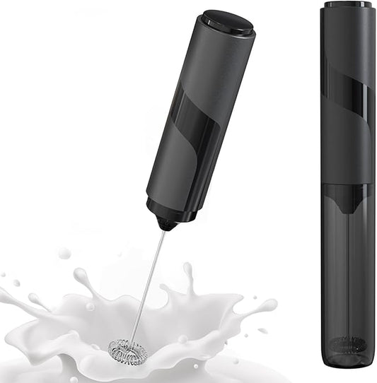 Handheld Milk Frother with Cover- 15-Second Silent Drink Mixer, Travel-Ready with ABS Sleeve, Battery-Powered for Coffee, Matcha & Shakes