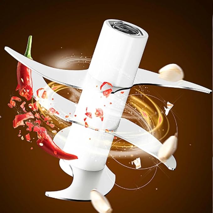 Electric Garlic Chopper, Mini Portable Veggie Cutter with 4/6 Stainless Steel Blades, Portable Wireless Rechargeable Mini Electric Garlic Food Chopper for Garlic, Onion, Chili, Nuts (2PCS-C,250ML)