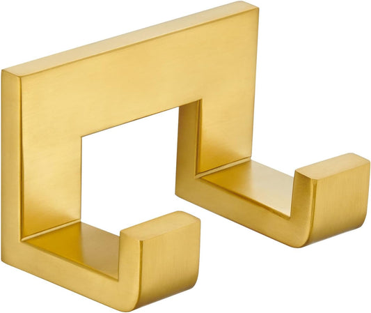 Angle Simple Towel Hook, SUS 304 Stainless Steel Wall Coat Hook, Bathroom Double Hand Towel Holder, Brushed Gold