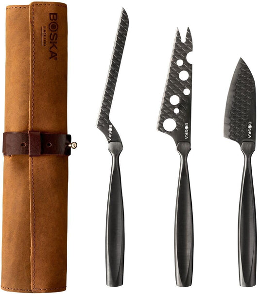 BOSKA Monaco+ Cheese Knife Set, Full-Size, Black