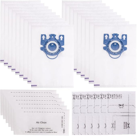 Replacement Miele Vacuum Bags For Miele 3D GN Efficiency Bags, Compatible with Miele Classic C1, Complete C1 C2 C3, S227/S240, S270, S400, S2, S5, S8 Series (18 bags+6 filters)