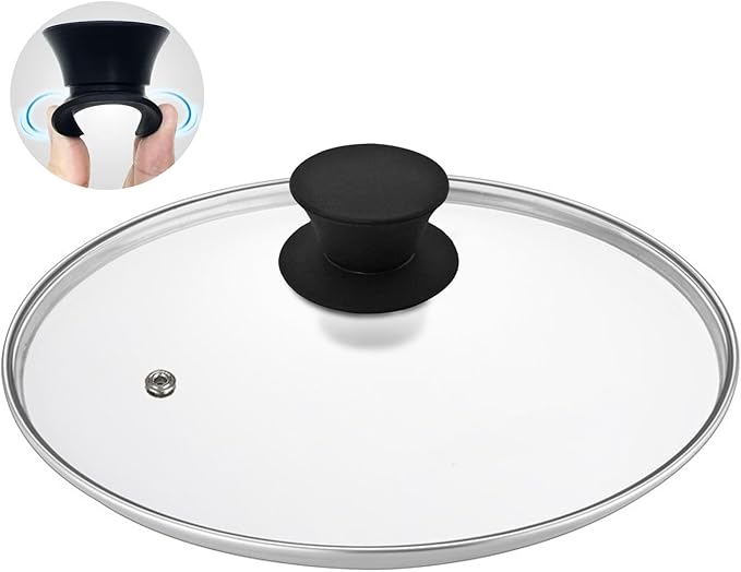 Glass Lid for Cast Iron Pan, Frying Pan, Skillet, Saute Pan, Tempered Glass Cover with Heat Resistant Handle (Stainless Steel Rim, 12.5"/32cm)