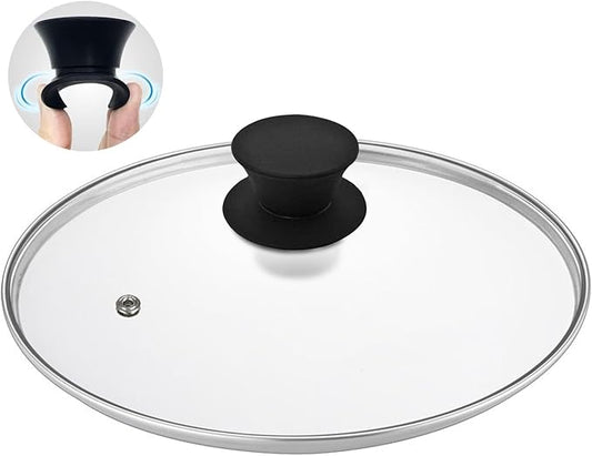 Glass Lid for Cast Iron Pan, Frying Pan, Skillet, Saute Pan, Tempered Glass Cover with Heat Resistant Handle (10.25 In, Stainless Steel Rim)