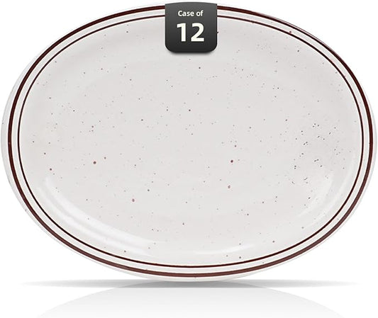 Stoneware Narrow Rim Commercial Grade Dinnerware (Brown Speckle, Platter 11.5" x 8.5")