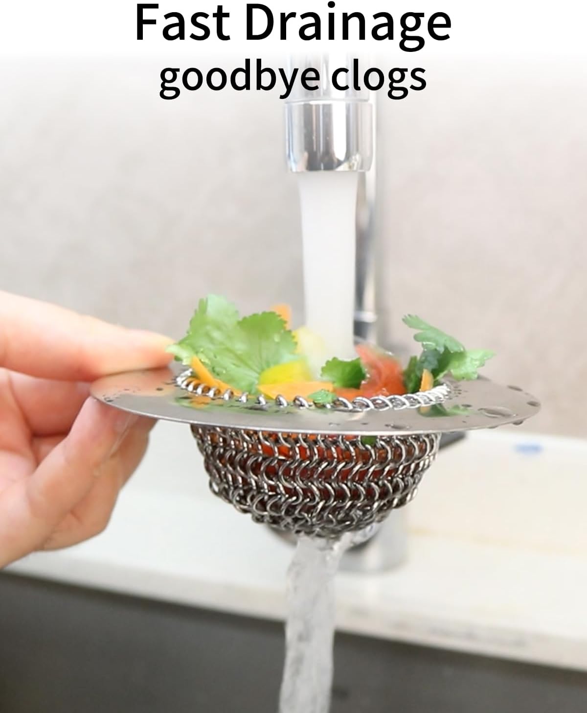 TRAPMATE 4 Pcs Kitchen Sink Drain Strainer, Easy Clean Sink Strainer, Stainless Steel Sink Drain Strainer, Sink Stopper Kitchen Drain, Garbage Disposal Strainer for US Standard Drain, Sink