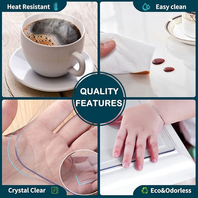 Clear Table Protector Plastic Office Desk Blotter Pad Cloths PVC Night Stand Table Cover Mat Office Desk Mat Shelf Surface Protection Crystal Children Painting Cover Pad Transprent Rectangular 16x28"