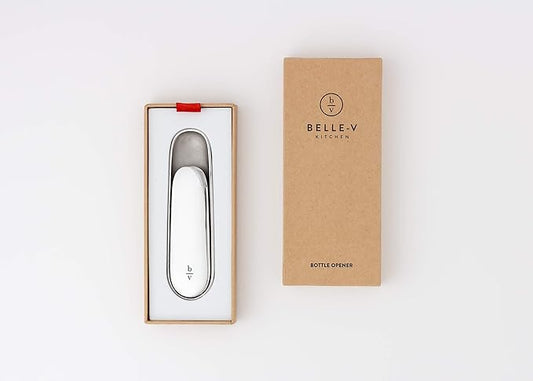 Belle-V Kitchen's Unique Ergonomic & Crafted, Hand Polished Bottle Opener w/ Limited Edition Gift Box, Silver