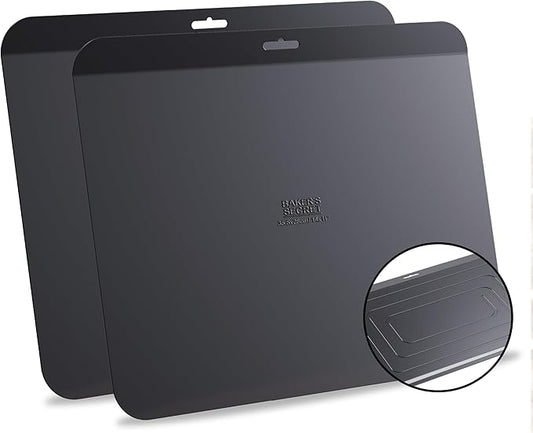 Baker's Secret Insulated Cookie Sheet Cookie Tray 13" x 9", Carbon Steel Insulation Double Wall, for Baking Roasting Cooking, Dishwasher Safe Home Baking Supplies Accessories (2x Insulated 13")