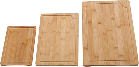 BAFOVY 3pcs Wood Chopping Boards Set, Smooth Cutting Boards with Grooves and Inner Handles, for Kitchen Food Prep and Serving