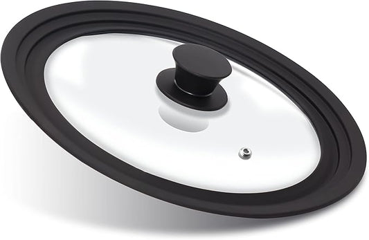 Anaeat Silicone Universal Lid for Pots, Pans and Skillets - Tempered Glass Covered with Heat Resistant Silicone Rim Fits 6", 7" and 8" Diameter Cookware -Easy to Use Replacement Frying Pan Cover