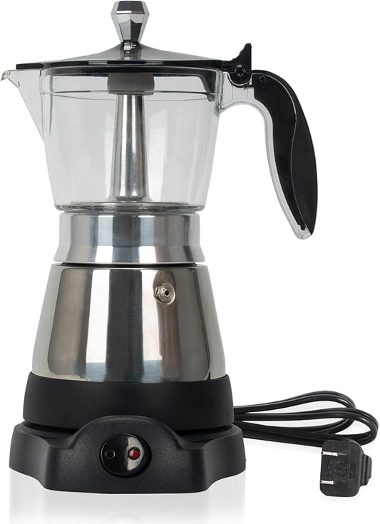 LAOION Cafeteras Electricas Modernas Moka Pot, Italian Coffee Espresso Machine, 6 Cup Cuban Coffee Maker with Detachable Base & Overheat Protection, Greca Electrica De Cafe Gift for Travel