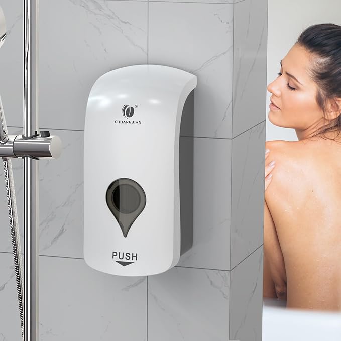 Manual Foam Soap Dispenser, 35oz (1000ml) Commercial Refillable Foaming Soap Dispenser-White, CHUANGDIAN