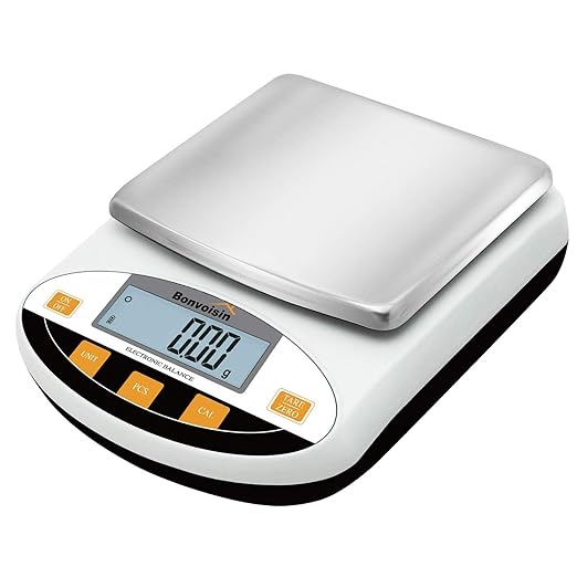 Bonvoisin Lab Scale 3000gx0.01g Digital Precision Analytical Balance - High Precision Electronic Scale for Jewelry, Kitchen, Scientific, and Laboratory Use