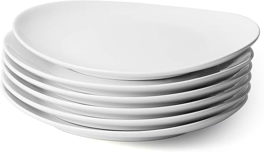 Sweese Porcelain 11 Inch Dinner Plates Set of 6 - White Dinner Plates - Dishwasher, Microwave, Oven Safe, Scratch Resistant