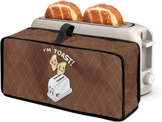 Bread Print 2-Slice Slim Toaster Cover, Machine Washable Toaster Cover 2 Slice Heat Resistant Dustproof Protector Covers for Kitchen Appliances