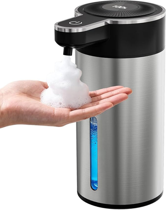 Automatic Foaming Soap Dispenser Touchless, Clog-Free Pump, 0.2s Fast Sensor, USB-C Rechargeable &13.5 oz/400ml Rechargeable, 4 Adjustable Liquid Levels, IPX5 Waterproof,Level Display
