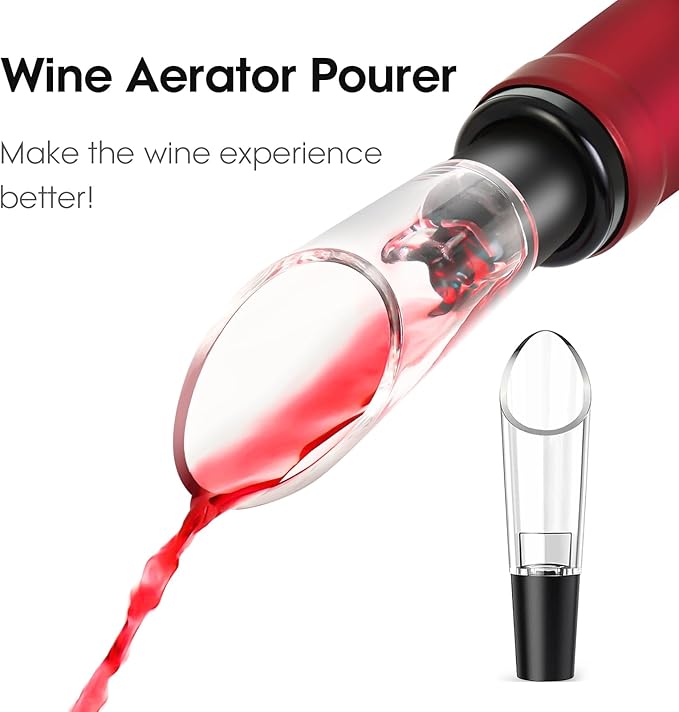 Beneno Multifunctional Wine Bottle Opener Gift Set - Wing Corkscrew, Foil Cutter, Vacuum Stopper & Aerator Pourer, Perfect for Wine Lovers Man Woman, Purple Set