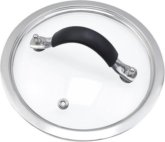 HEVSTIL 6.5 Inch Tempered Glass Lid with Silicone Stainless Steel Handle, Vented Skillet Cover for Frying Pan, Lodge Cast Iron Skillet