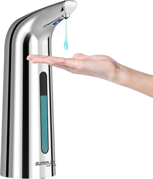 Automatic Soap Dispenser Touchless,400ML Hand & Dish Countertop Electric Liquid Rechargeable Dispenser with Sensor,Modern 4 Gear Adjustable Waterproof Kitchen Auto Soap Pump（Silver）