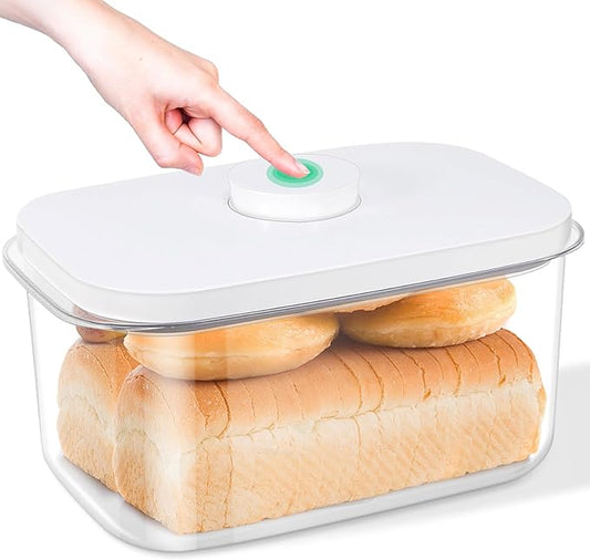 Large Bread Box with Easy-Carrying Handles for Kitchen Countertop, 6.5 Qt Rice Flour Container with Pop Up Lid & Hanging Hooks for Cleaner Use, Airtight Food Storage Bin for Kitchen Organization