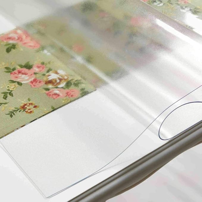NECAUX Custom 34 x 48 Inch Frosted Table Cover Protector, 1.5mm Thick Plastic Scratch Resistent Heavy Duty Desk Pad Mat Non-Slip Tablecloth Protector for Coffee Table, Sofa Table, Media Stand