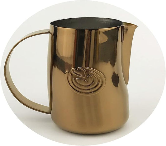 Barista Swag Curved Body Coffee Milk Frothing Cup for Espresso Machines Latte Art 500ml Steaming Pitchers (Mirror Rose Gold)