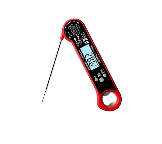 Efeng Instant Thermometer Digital,Ultra Fast Bread Thermometer sourdough with High Accuracy, Waterproof,Rotating LCD for Grill, BBQ, Smoker (Red)