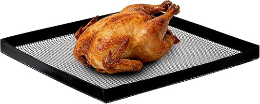 Professional-Grade 1-Pack PTFE Mesh Oven Baskets, 13.5x14.5x1 Inch Non-Stick Solid Oven Trays for Commercial Kitchens & High-Volume Cooking