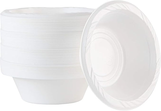 PLASTICPRO 100 Count Disposable 5 ounce White Plastic Dessert Bowls