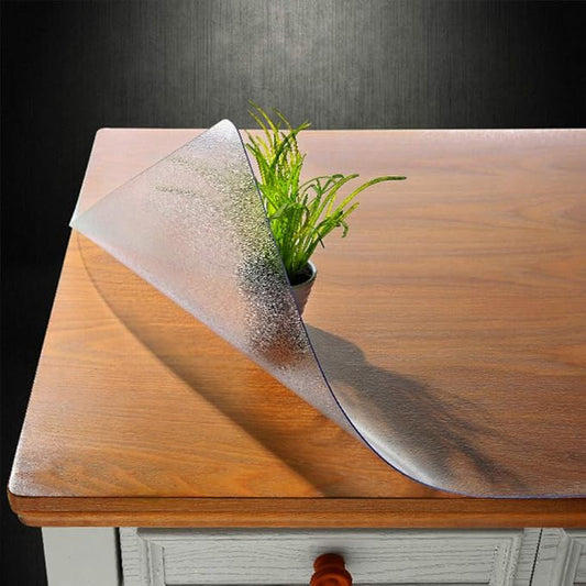 NECAUX Custom 16 x 63 Inch Frosted Desk Cover Protector, 1.5mm Thick Water Resistant Plastic Non-Slip Table Pad Table Cover Protector for Coffee Table, Writing Desk, Trainning Table